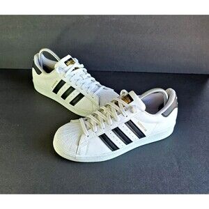 ADIDAS Originals Superstar Sneakers White Leather Black Stripes US 9 Shell Toe